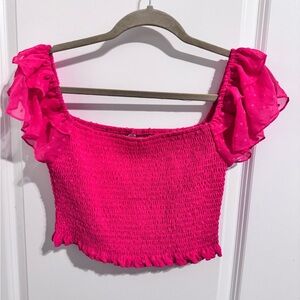 Women's Pink Ruffled Top